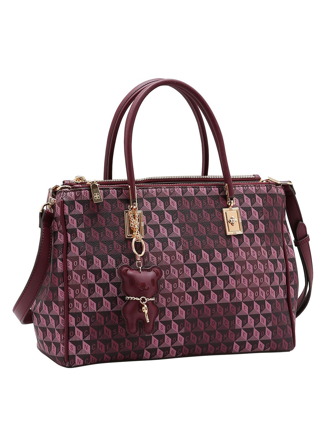 Bolsa Chenson Alca de Mao Original Vinho - Monograma Tridimensional