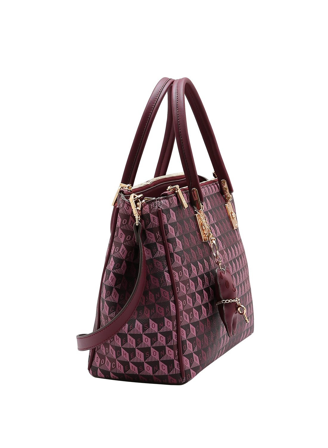 Bolsa Chenson Alca de Mao Original Vinho - Monograma Tridimensional Vermelho 3