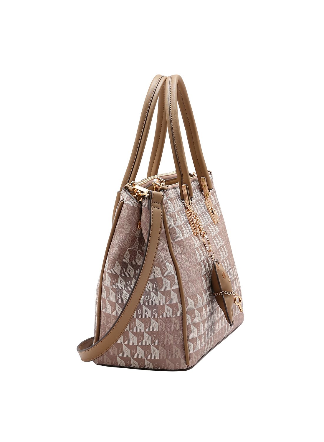 Bolsa Chenson Original Bege Monograma Tridimensional - Alca de Mao Bege 3