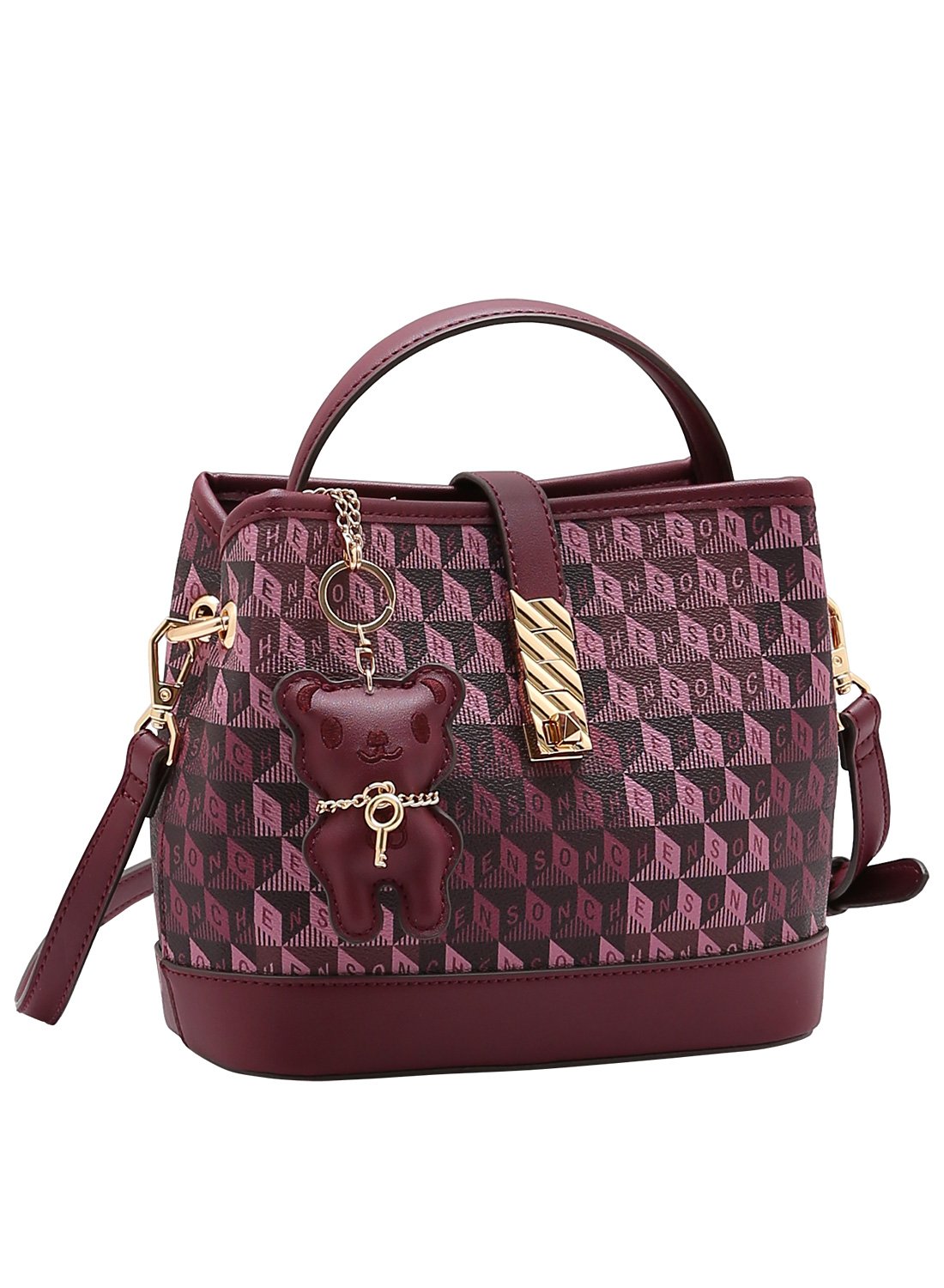 Bolsa Chenson Alca de Mao Original Vinho - Monograma Tridimensional