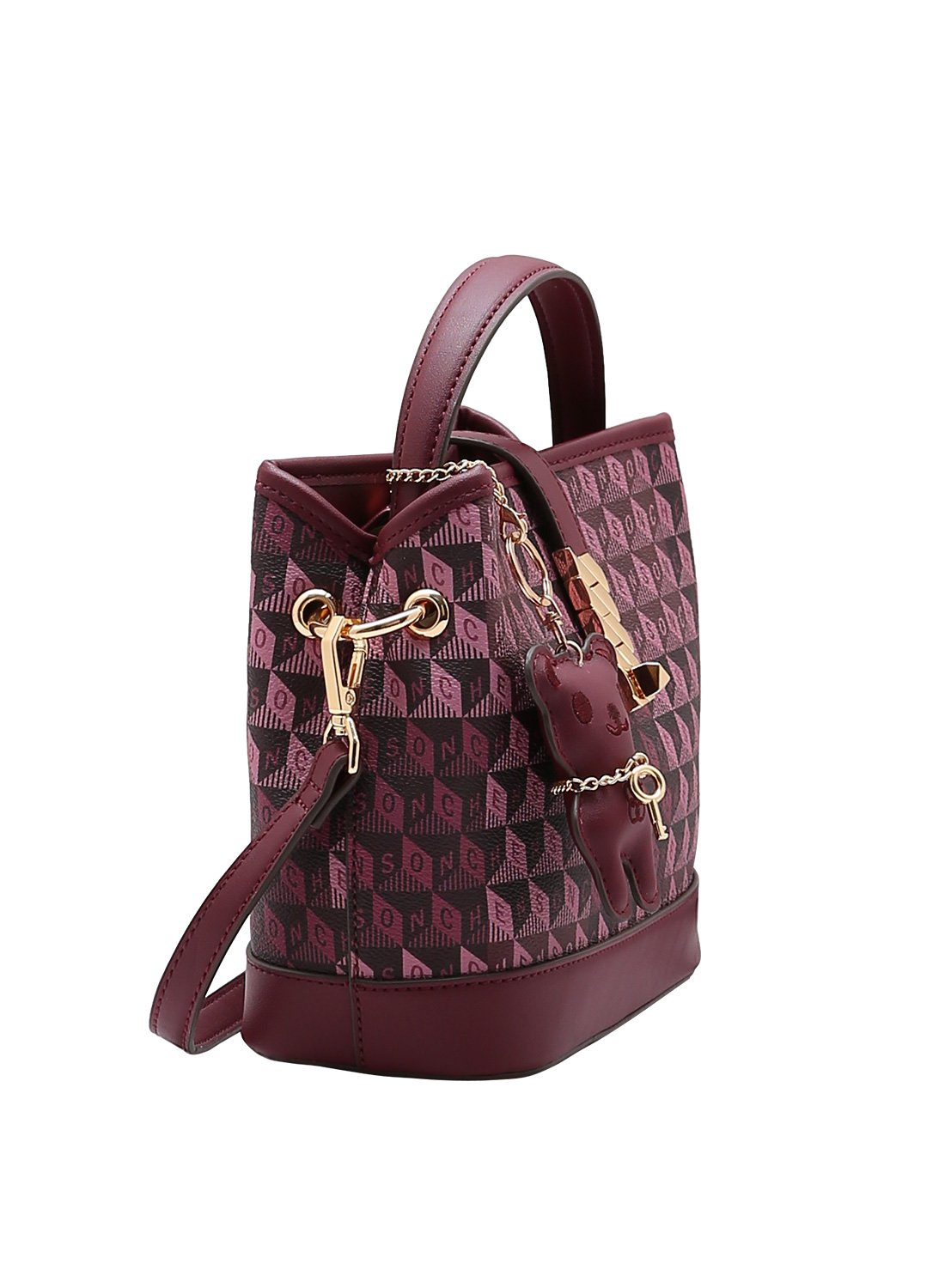 Bolsa Chenson Alca de Mao Original Vinho - Monograma Tridimensional Vermelho 4