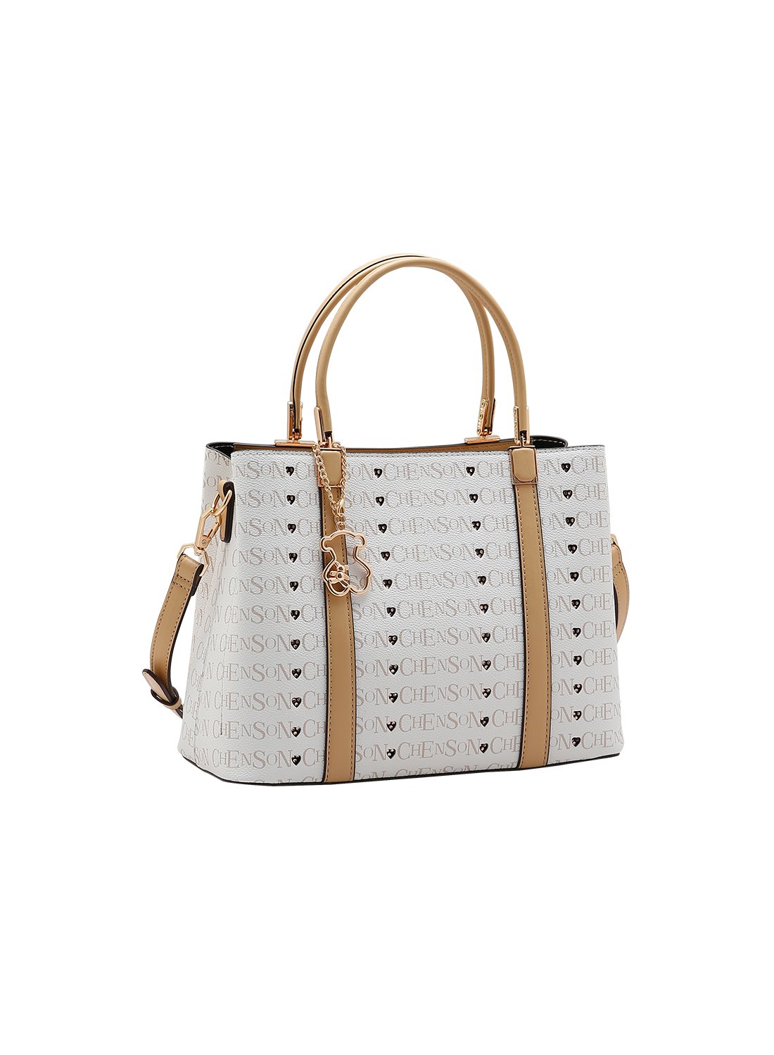 Bolsa Cristal Chenson Bege Cristal Monograma Coracao Original