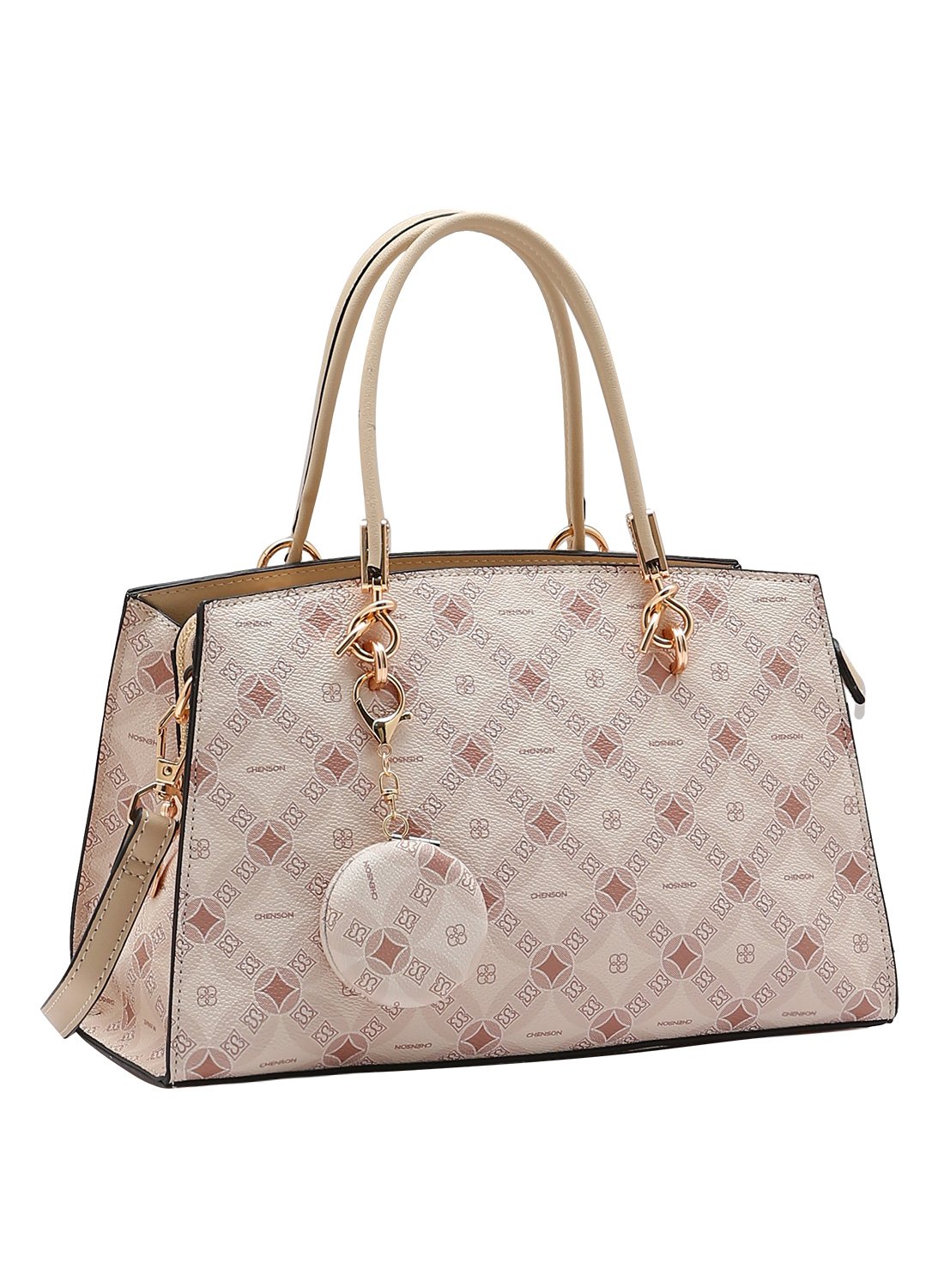 Bolsa de Mao Chenson Original Bege Monograma Contemporaneo