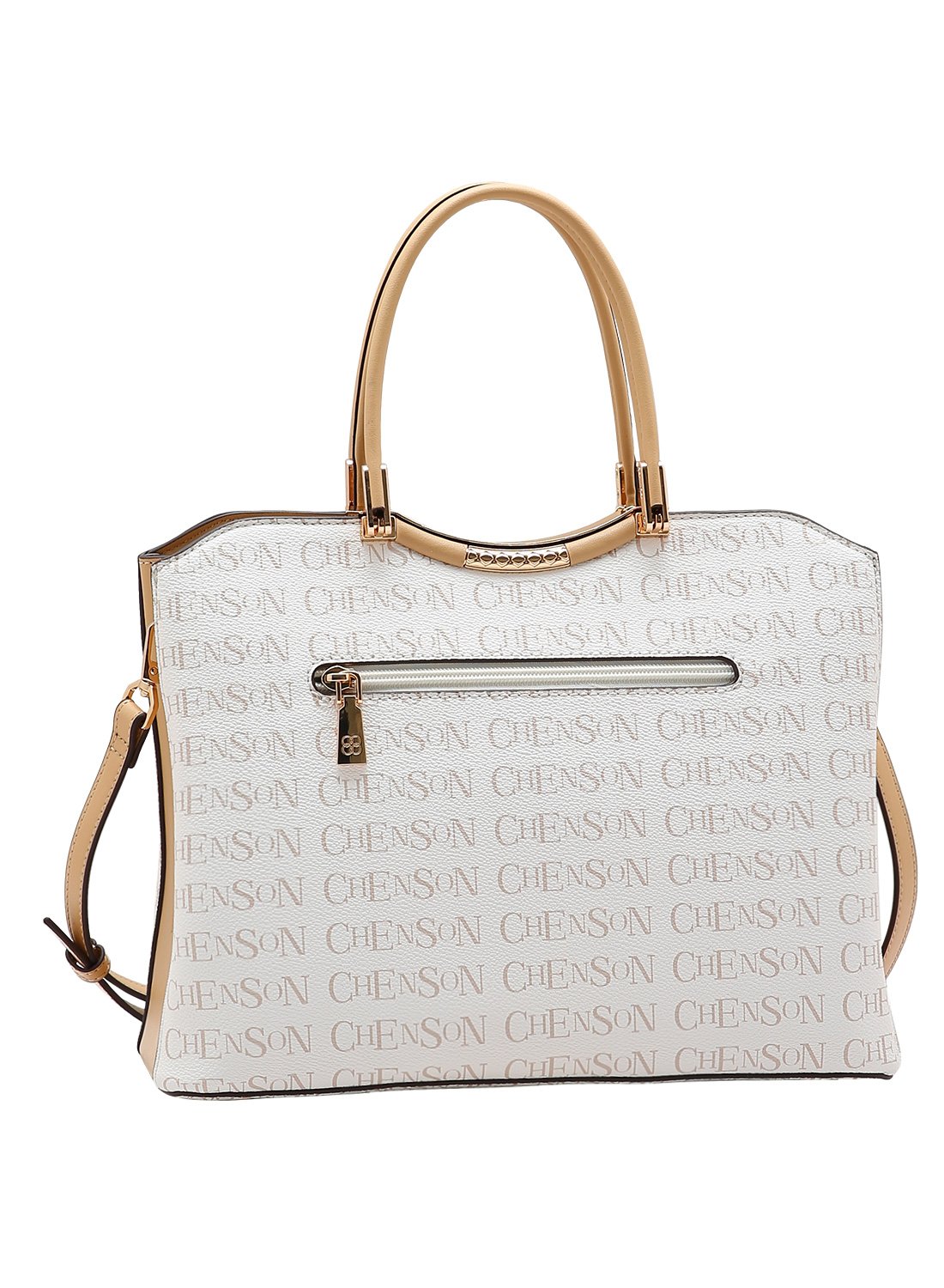 Bolsa Chenson Cristal Monograma Coracao Bege Original - Alca de Mao Bege 4