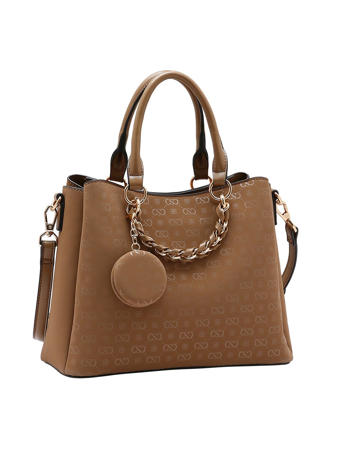 Bolsa Marrom Chenson Relevo Monograma Design Sofisticado