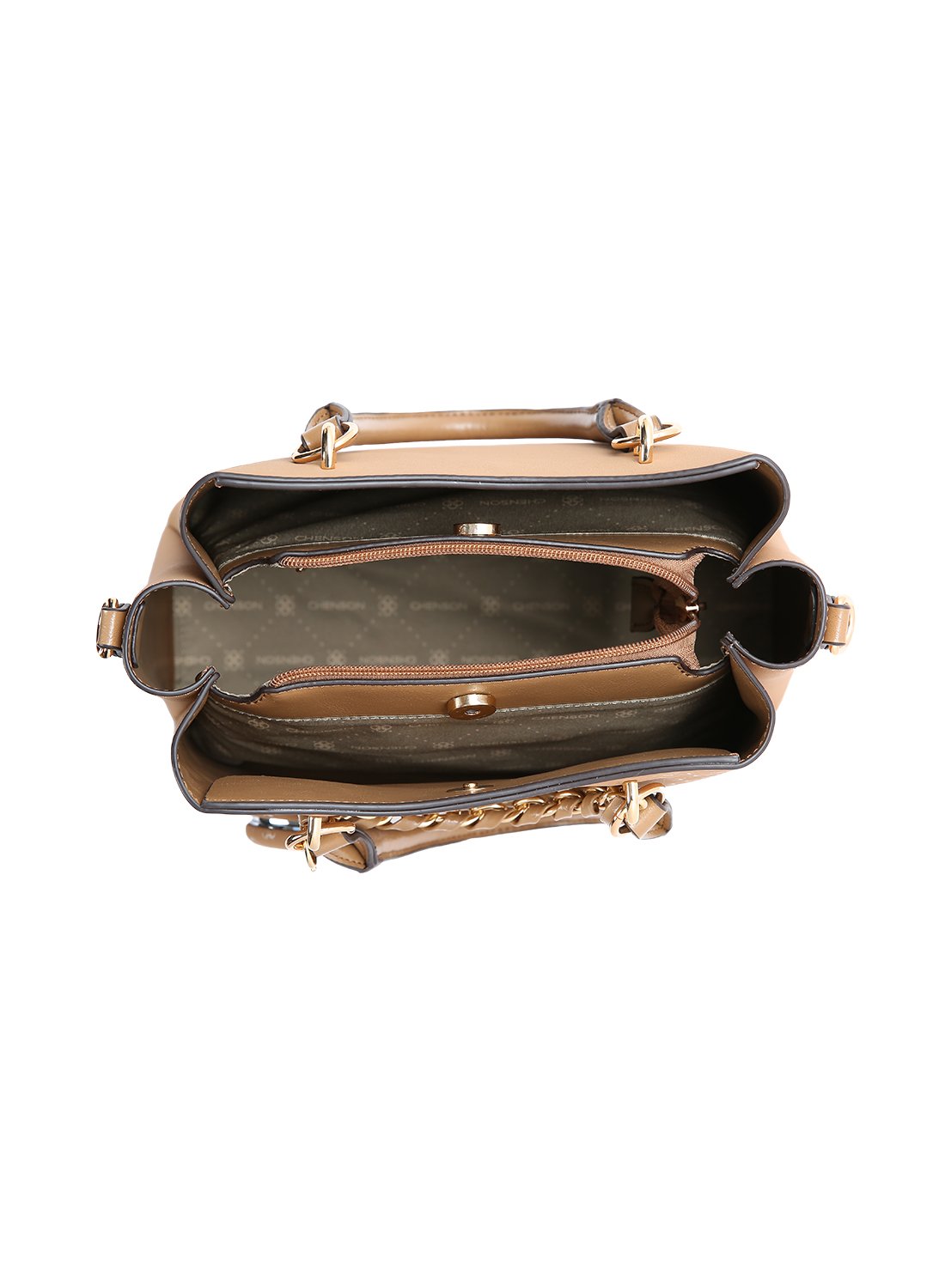 Bolsa Marrom Chenson Relevo Monograma Design Sofisticado Marrom 2