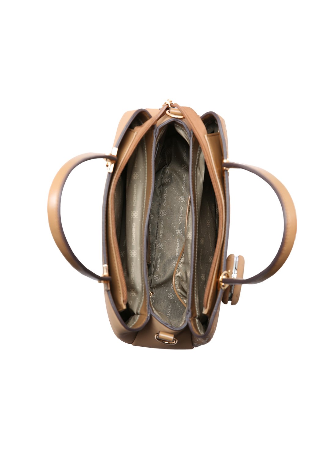 Bolsa de Mao Chenson Marrom Relevo Monograma Sofisticada Marrom 3