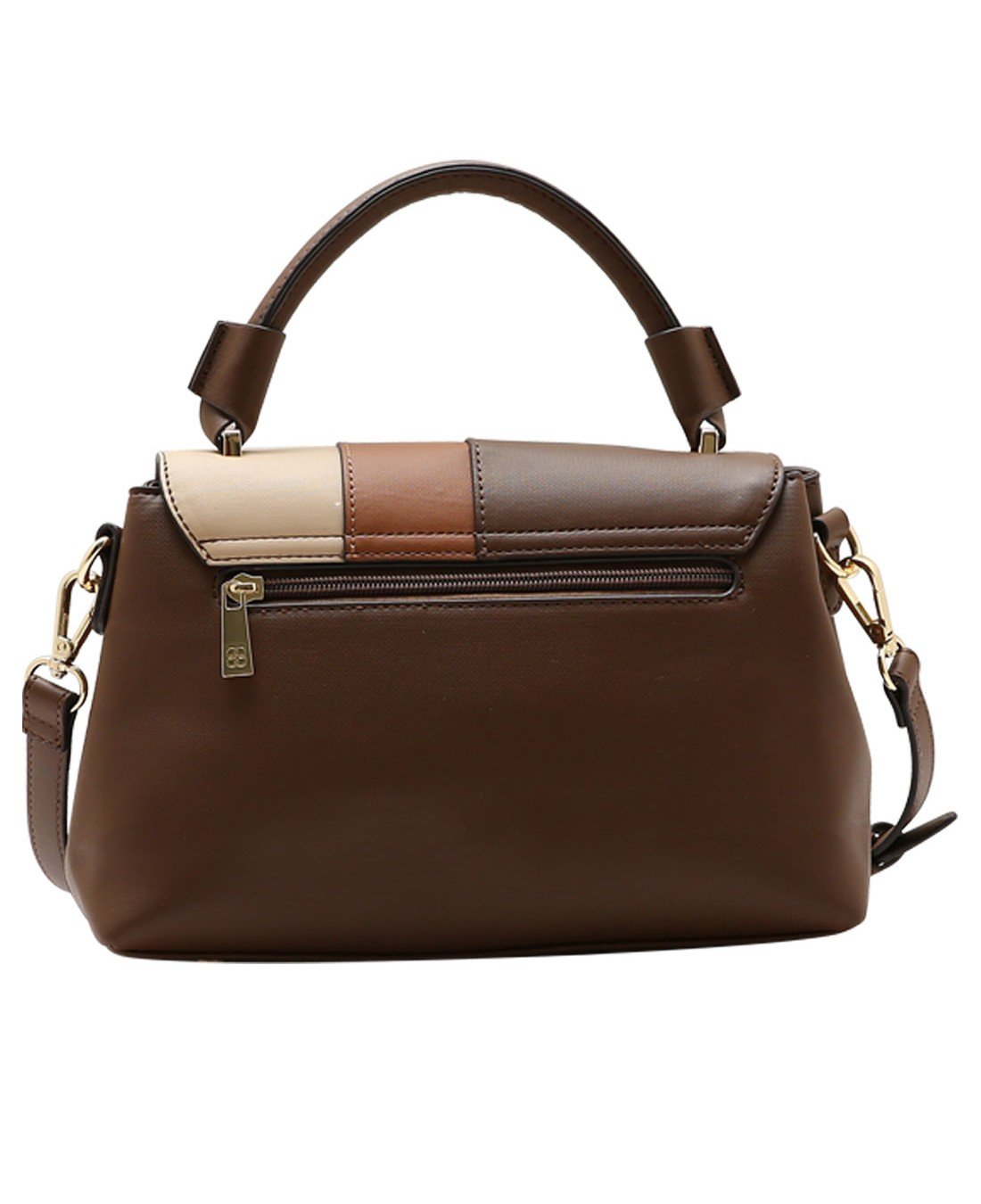 Bolsa Satchel Patchwork - Alca de Mao - Chenson 3485933 Cafe Café 4