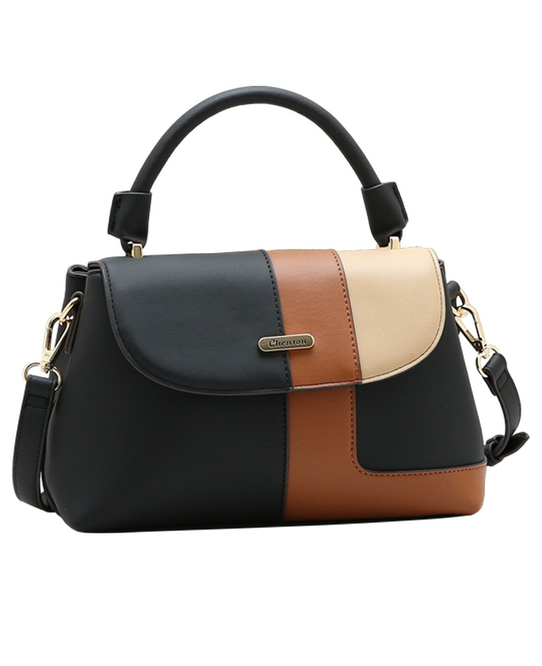 Bolsa Satchel Patchwork - Alca de Mao - Chenson 3485933 Preto