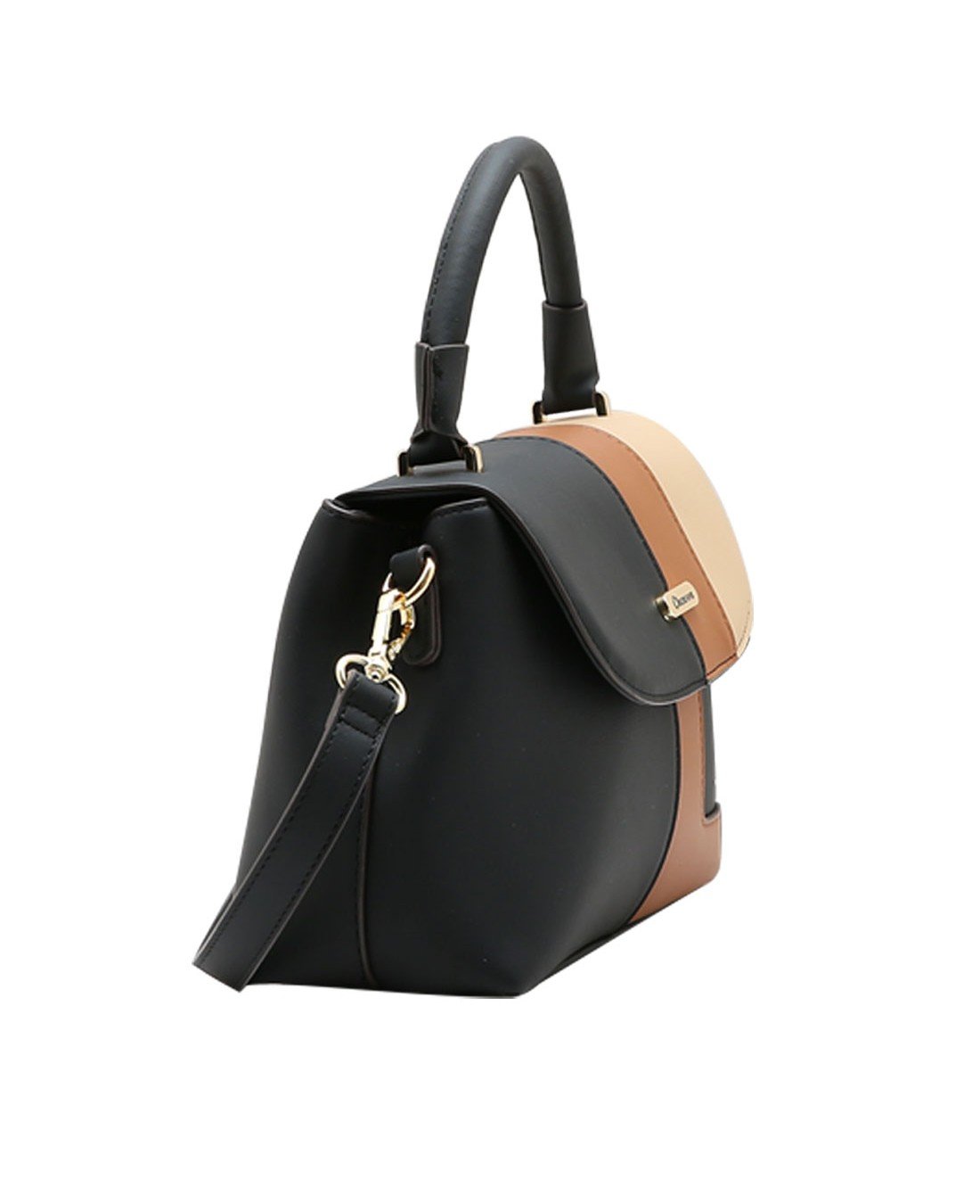 Bolsa Satchel Patchwork - Alca de Mao - Chenson 3485933 Preto Preto 2
