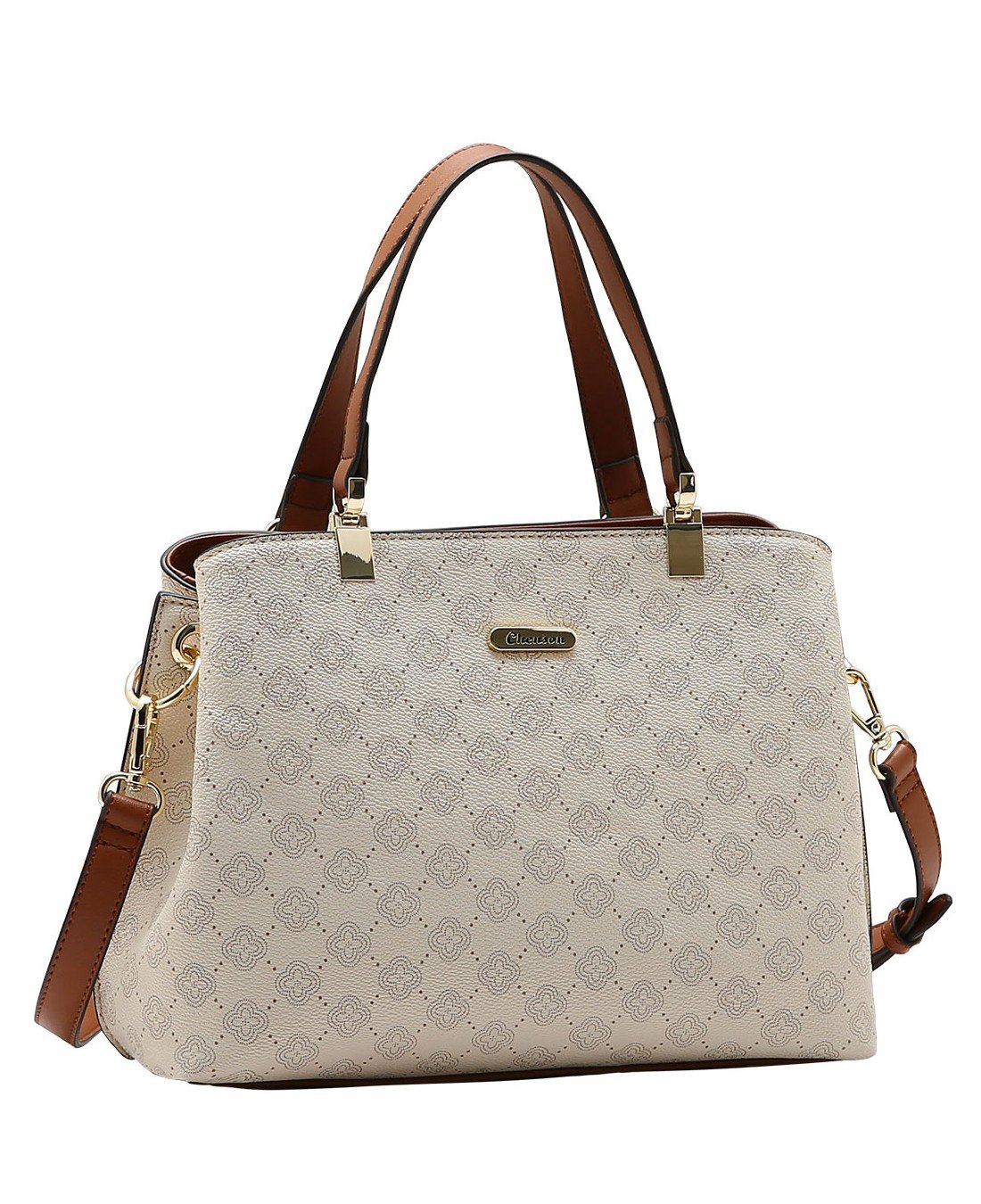 Bolsa Tote Classica - Elemento Grafico - Alca de Mao - Chenson 3485881 Bege