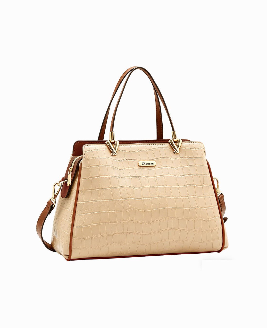 Bolsa Tote Classica Croco - Alca de mao - Chenson 3485958 Bege