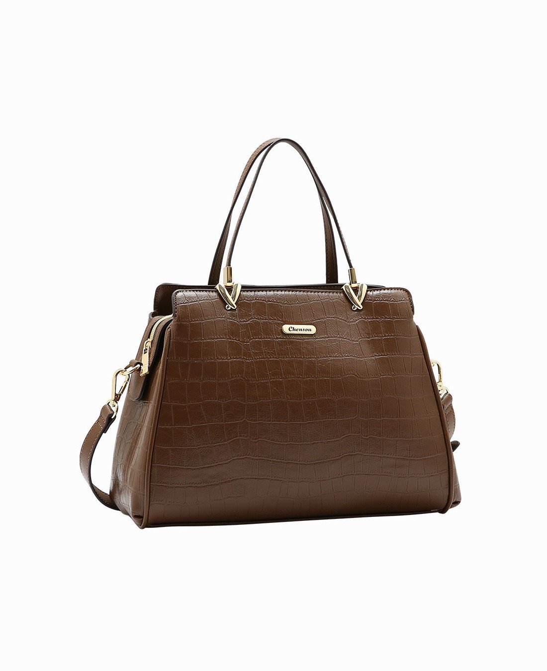 Bolsa Tote Classica Croco - Alca de mao - Chenson 3485958 Cafe