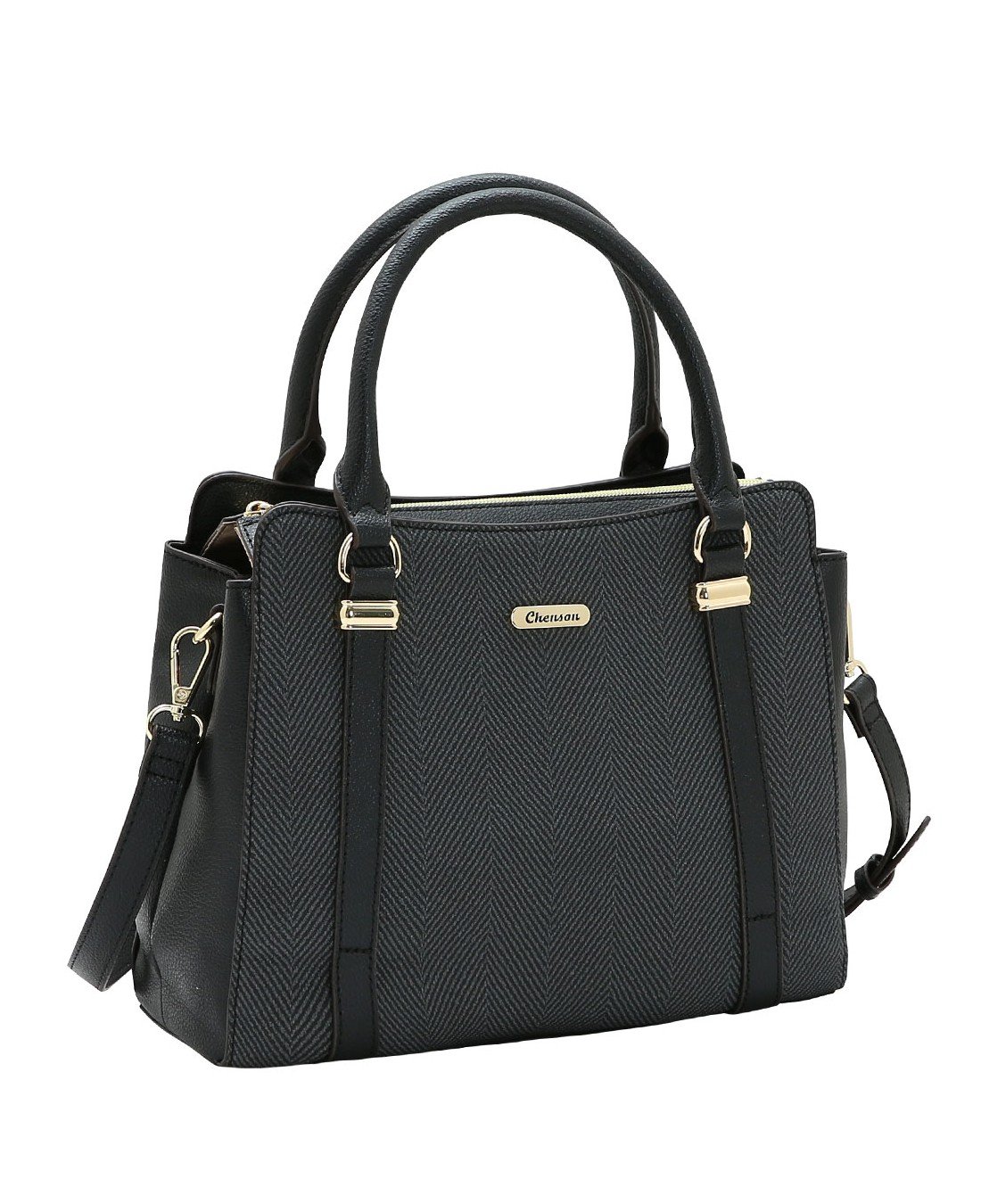 Bolsa Tote Contrastes - Alca de Mao - Chenson 3485924 Preto