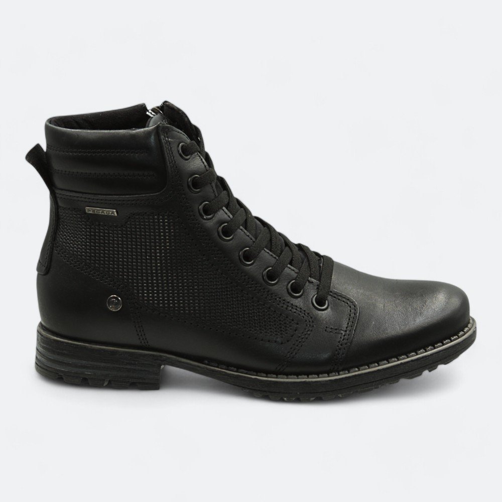 Bota Pegada em Couro Masculina 18074802 Preto