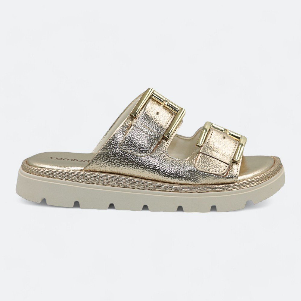 Chinelo Comfortflex Flatform Feminino 2446402-01 Dourado 1