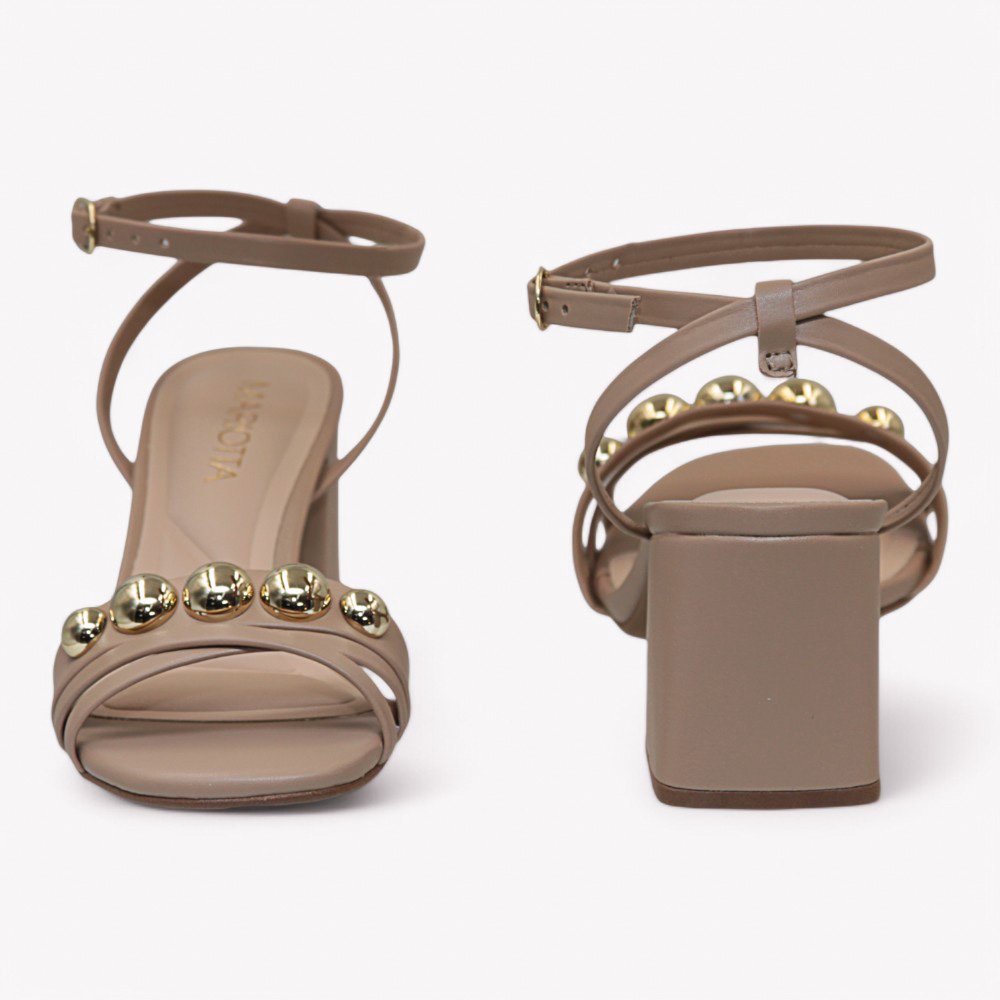Sandália Mariotta Salto Médio Feminina 2074613-01 Taupe 5