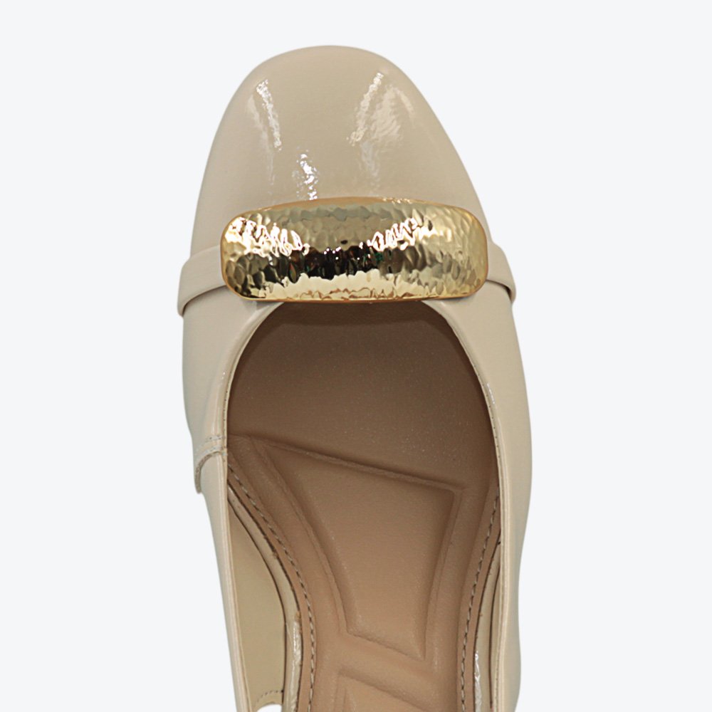 Sapato Dakota Slingback Salto Bloco Feminino D0281-01 Bege Claro 3