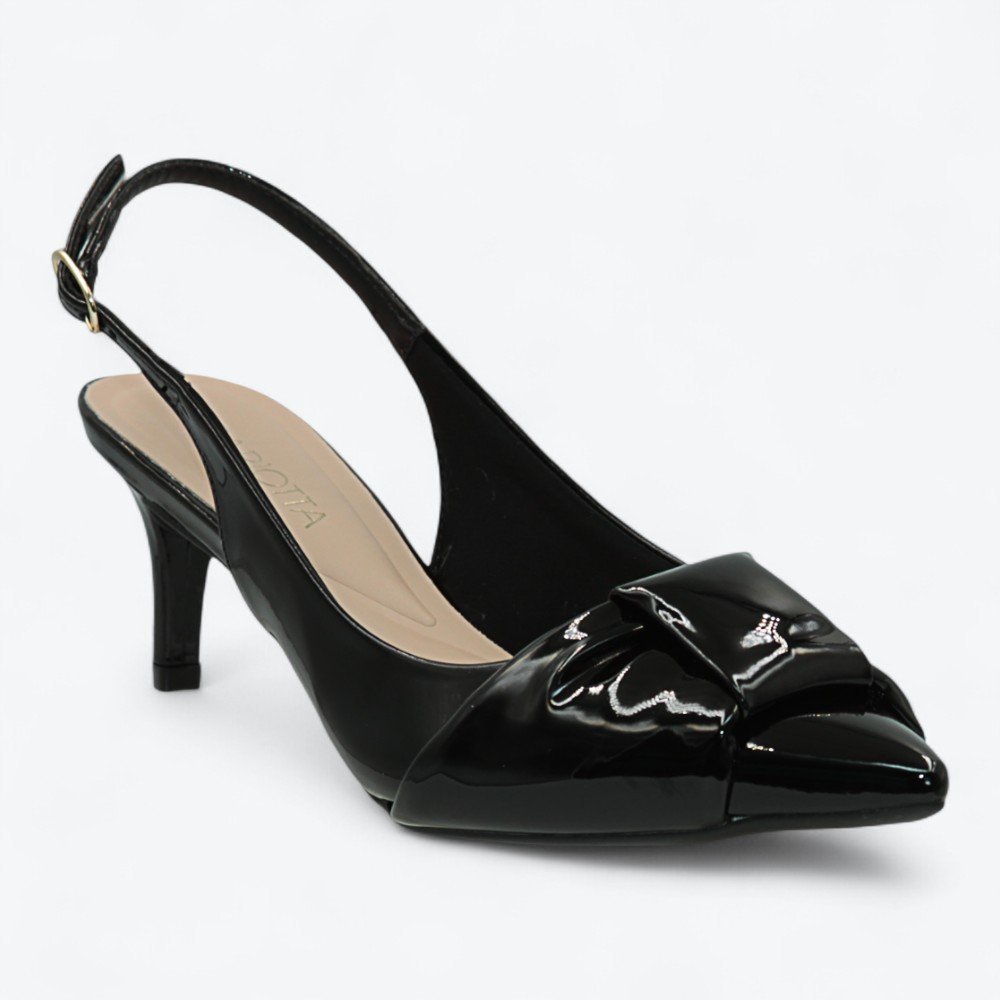 Scarpin Mariotta Slingback Kitten Heels Feminino 1355324-01 Preto 2