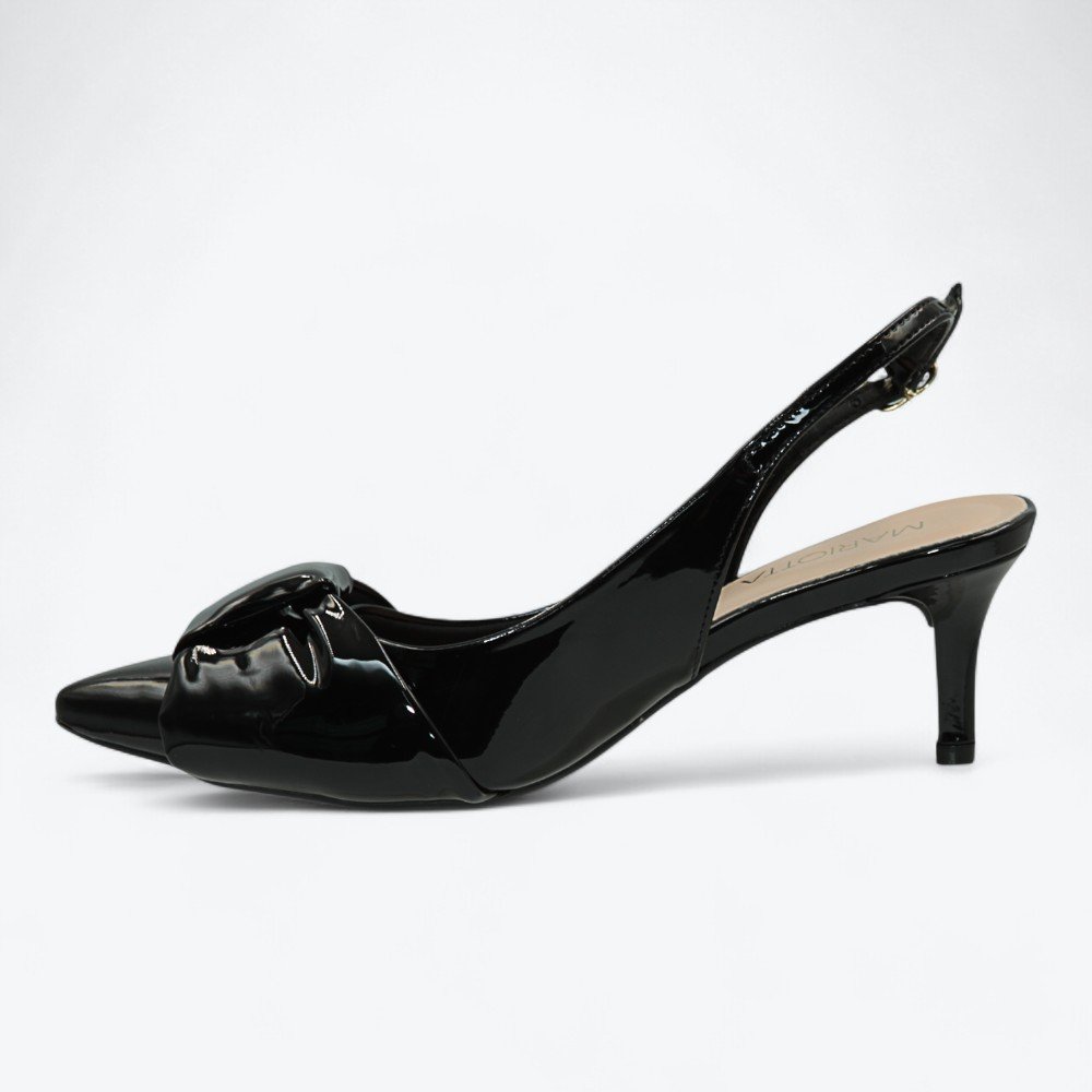 Scarpin Mariotta Slingback Kitten Heels Feminino 1355324-01 Preto 4