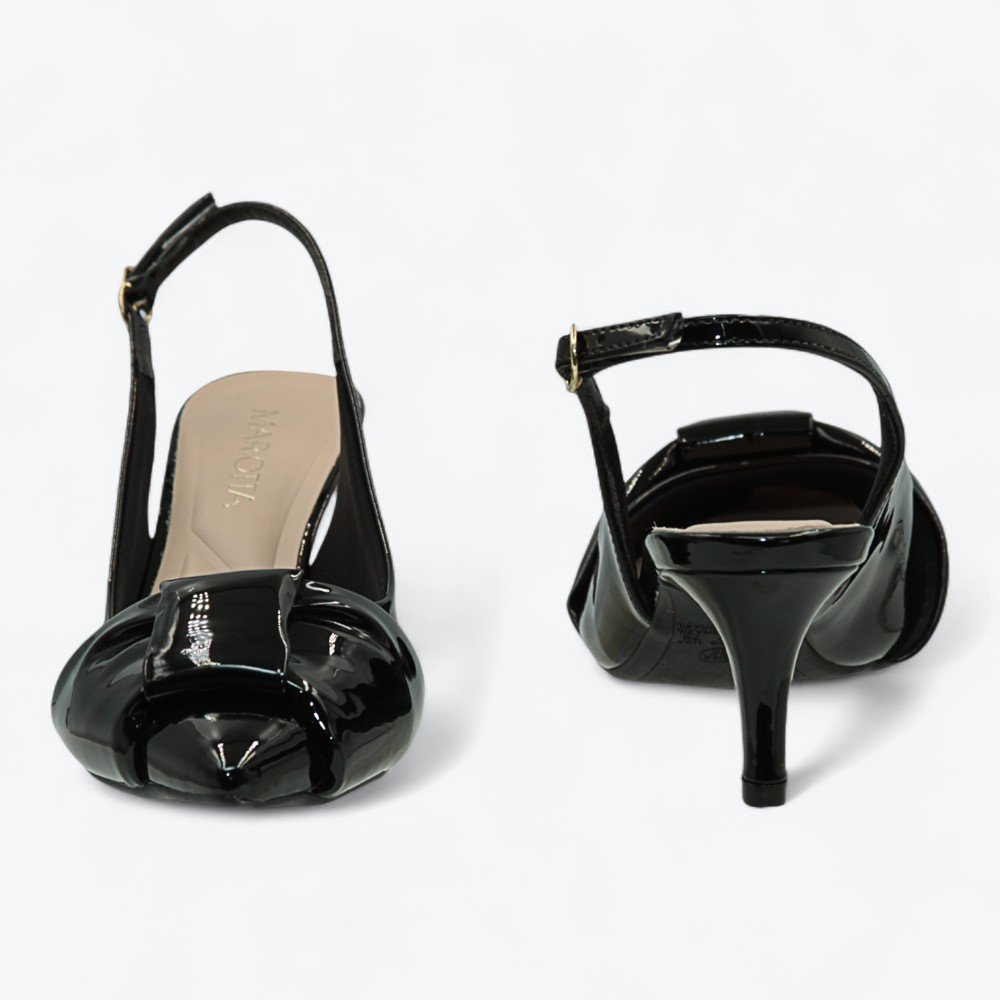 Scarpin Mariotta Slingback Kitten Heels Feminino 1355324-01 Preto 5