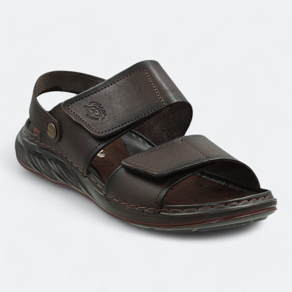 Sandália Pegada em Couro Masculina 13410404 Marrom Escuro 2