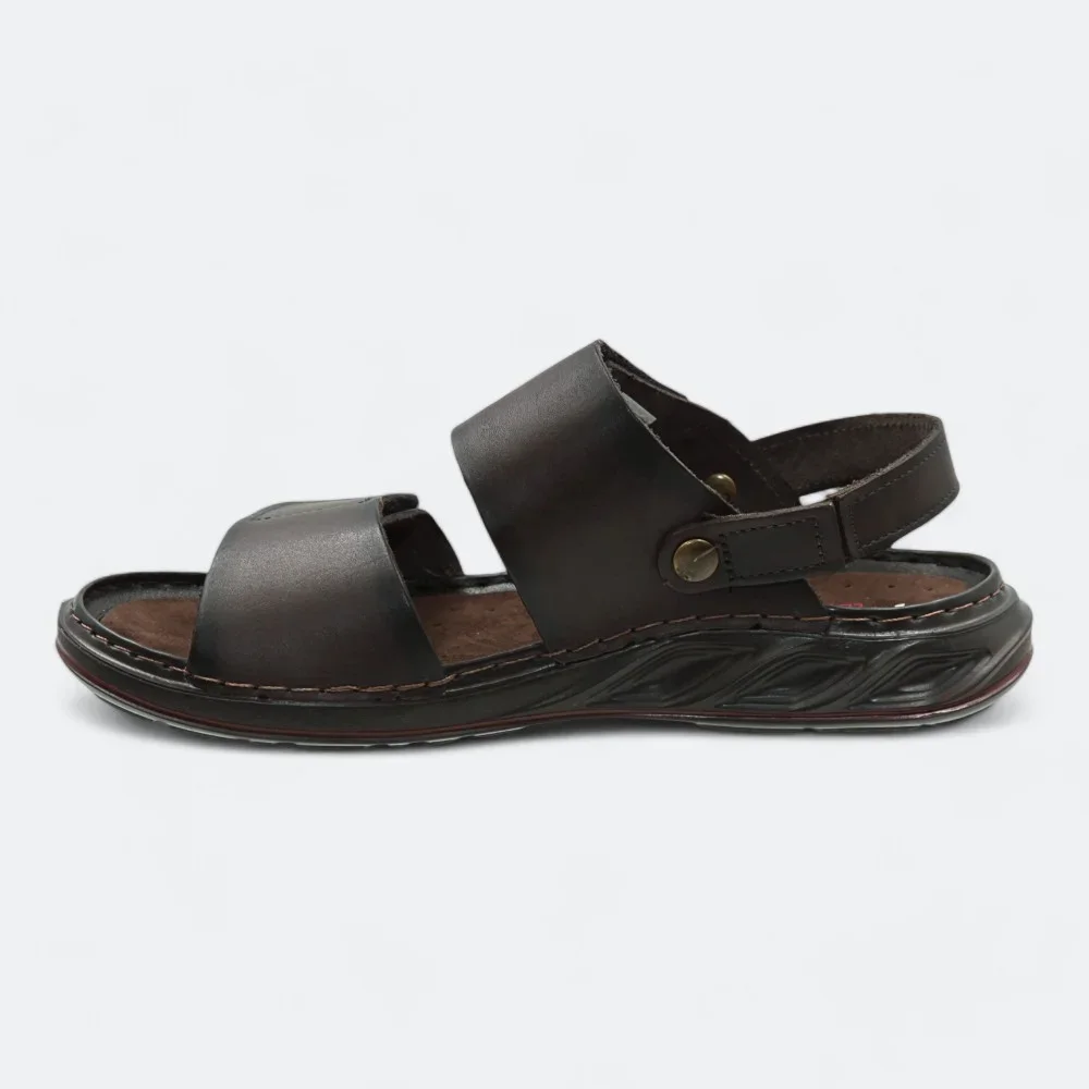 Sandália Pegada em Couro Masculina 13410404 Marrom Escuro 4