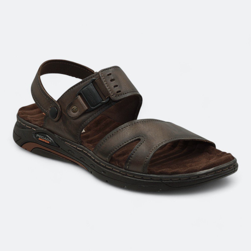 Sandália Pegada em Couro Masculina 13450302 Marrom Escuro 2