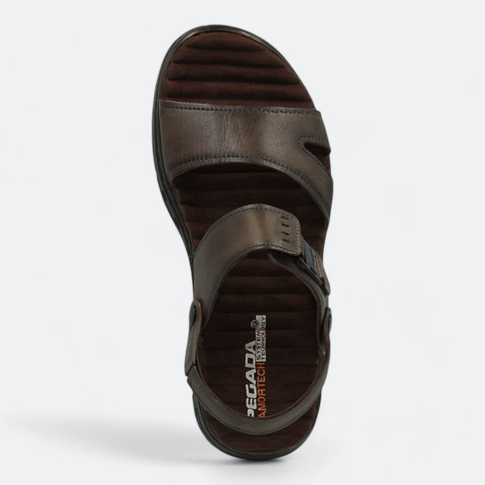 Sandália Pegada em Couro Masculina 13450302 Marrom Escuro 3