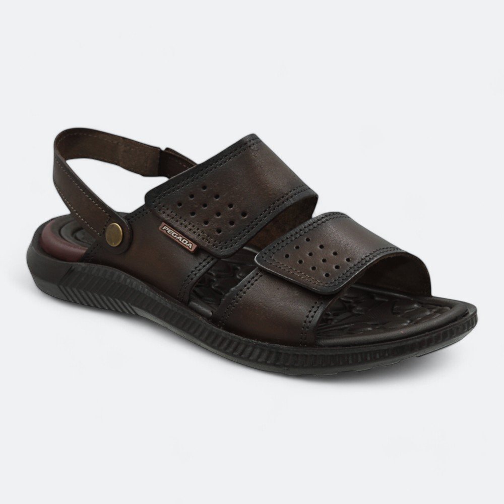 Sandália Pegada em Couro Masculina 13315402 Marrom Escuro 2