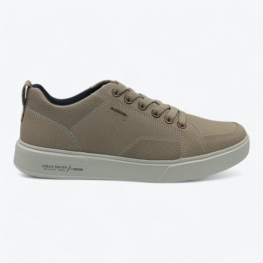 Tênis Pegada Casual em Couro Masculino 11190208 Bege 1