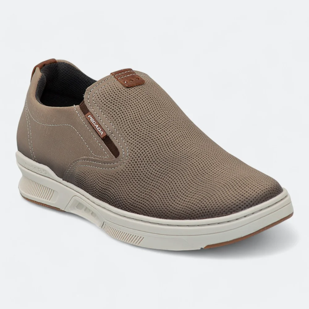 Sapatênis Pegada Slip On em Couro Masculino 11060308 Bege 2