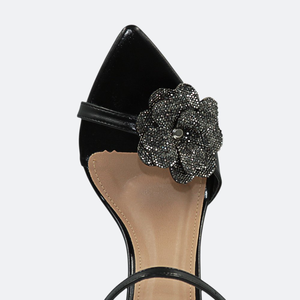 Sandália Adora Flor Salto Fino Feminina 1577107-01 Preto 3