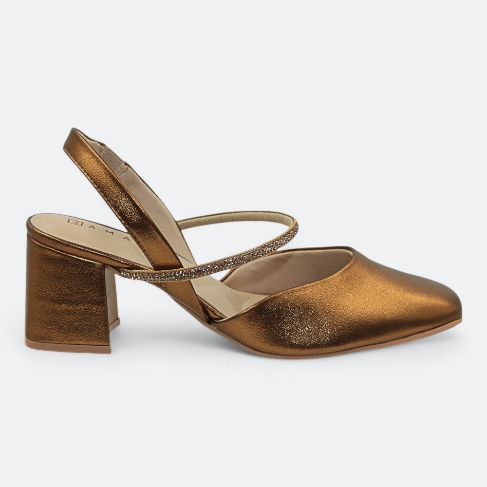 Sapato Ramarim Salto Médio Feminino 2417233-01 Bronze 1