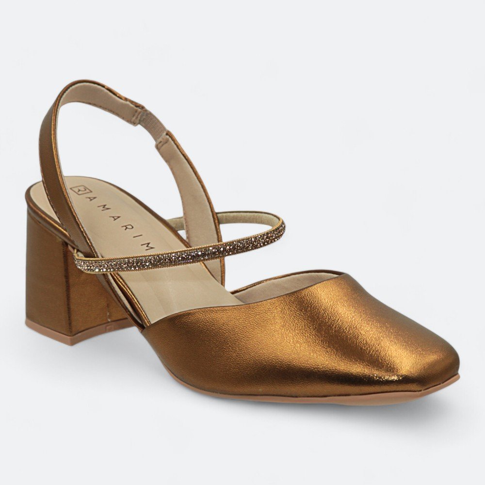 Sapato Ramarim Salto Médio Feminino 2417233-01 Bronze 2