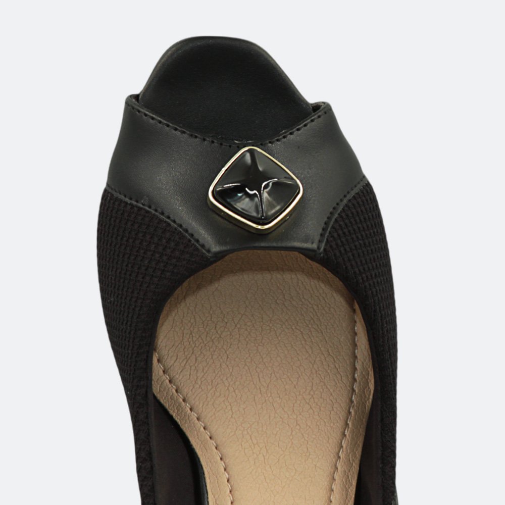 Sapato Comfortflex Slingback Salto Baixo Feminino 2464431-01 Preto 3