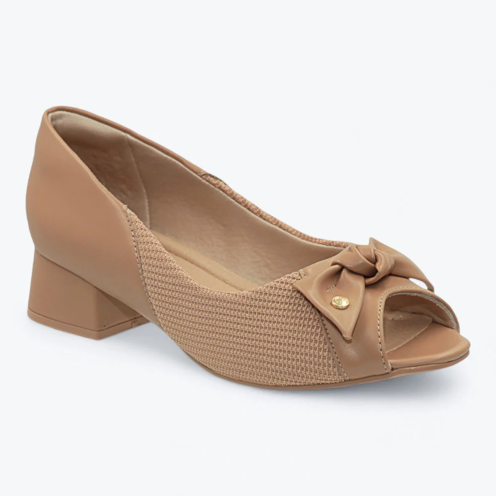 Sapato Comfortflex Salto Baixo Feminino 2464403-01 Nude 2