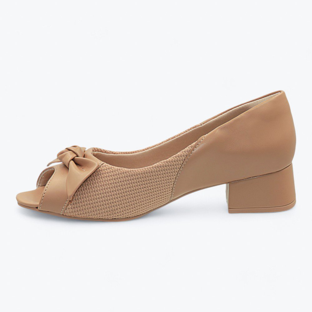 Sapato Comfortflex Salto Baixo Feminino 2464403-01 Nude 4