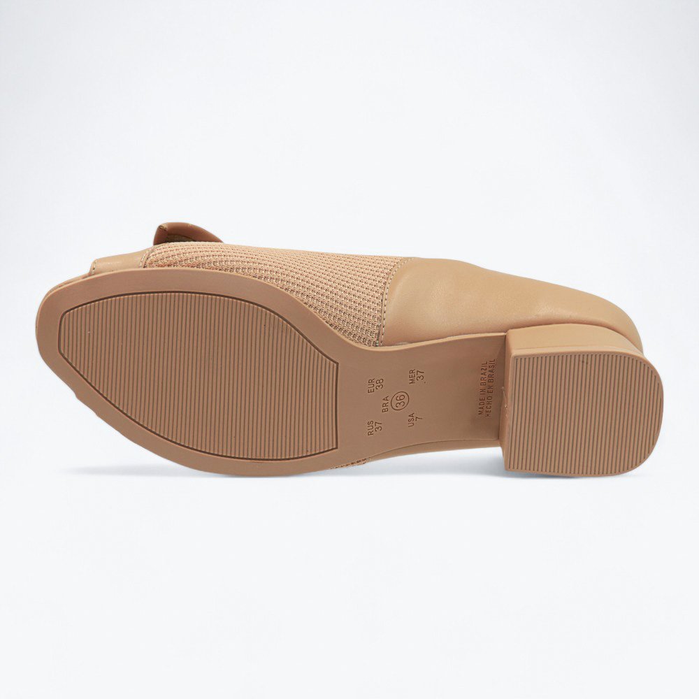 Sapato Comfortflex Salto Baixo Feminino 2464403-01 Nude 6