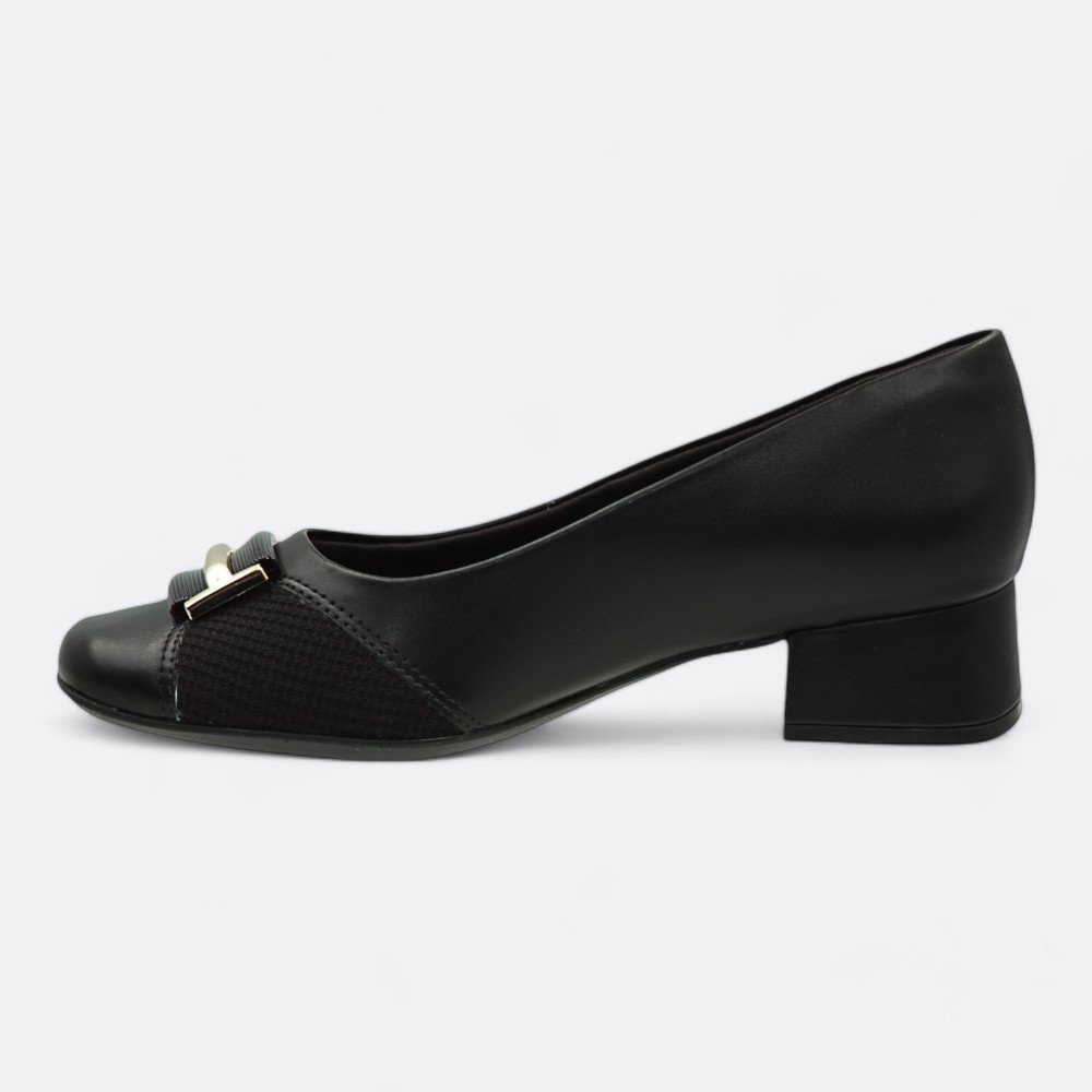 Sapato Comfortflex Salto Baixo Feminino 2495303-01 Preto 4
