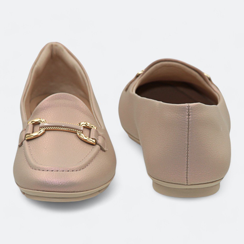 Mocassim Comfortflex Bico Redondo Feminino 2463404-01 Bege 5