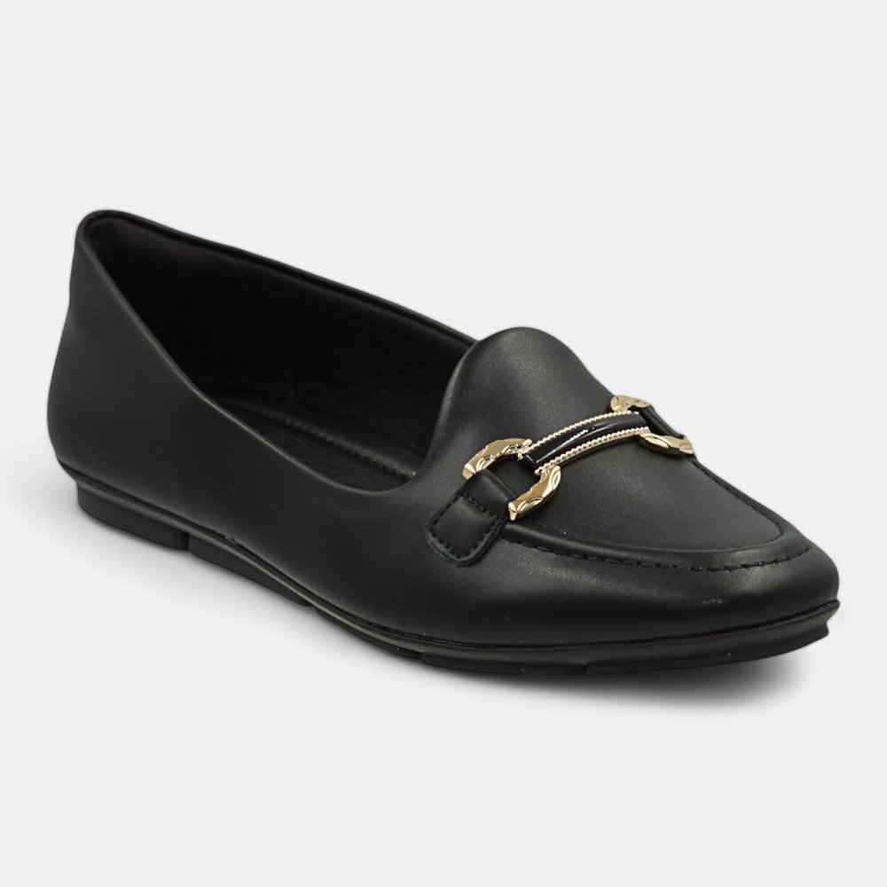 Mocassim Comfortflex Bico Redondo Feminino 2463404-02 Preto 2