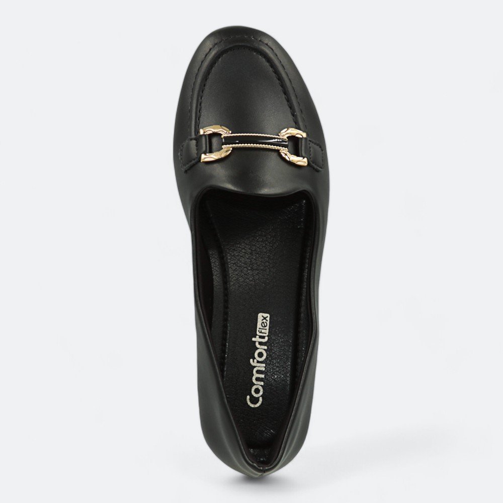 Mocassim Comfortflex Bico Redondo Feminino 2463404-02 Preto 3