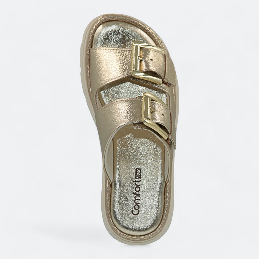 Chinelo Comfortflex Flatform Feminino 2446402-01 Dourado 2