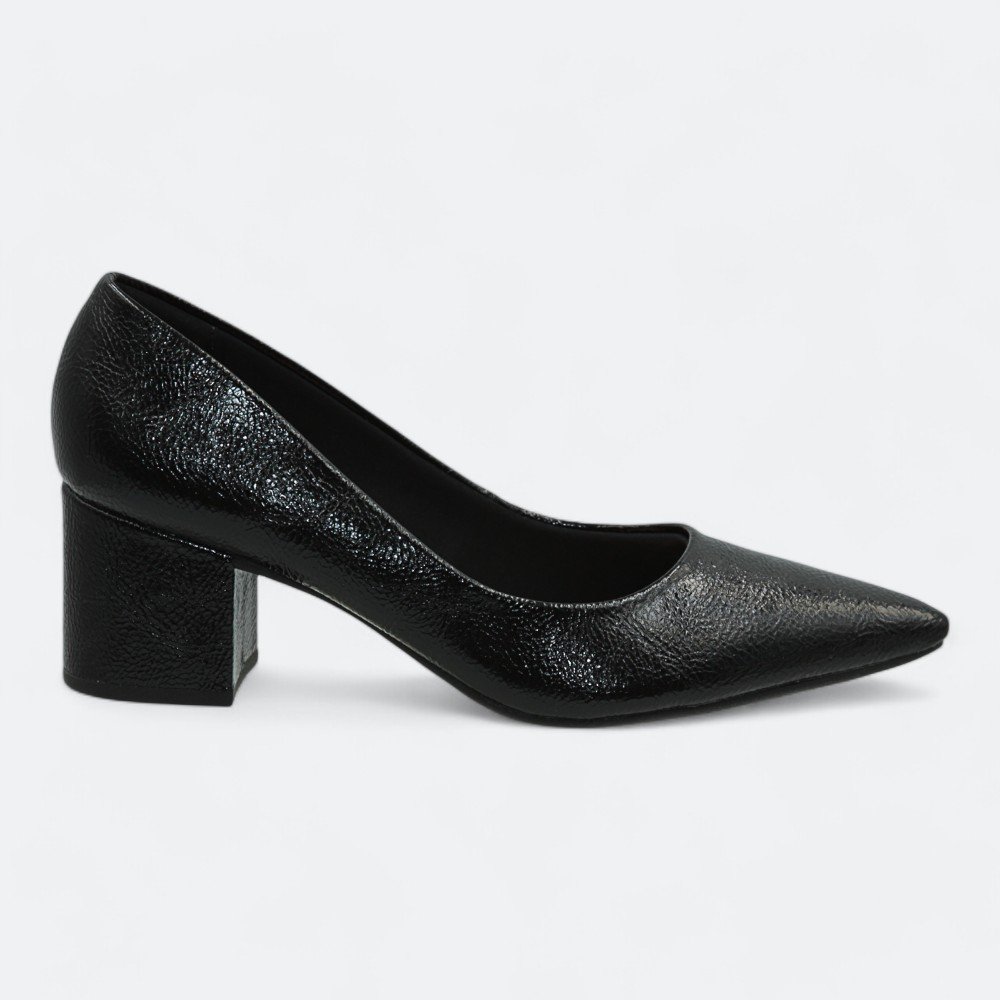 Scarpin Mariotta em Verniz Salto Bloco Feminino 2066201-01 Preto 1