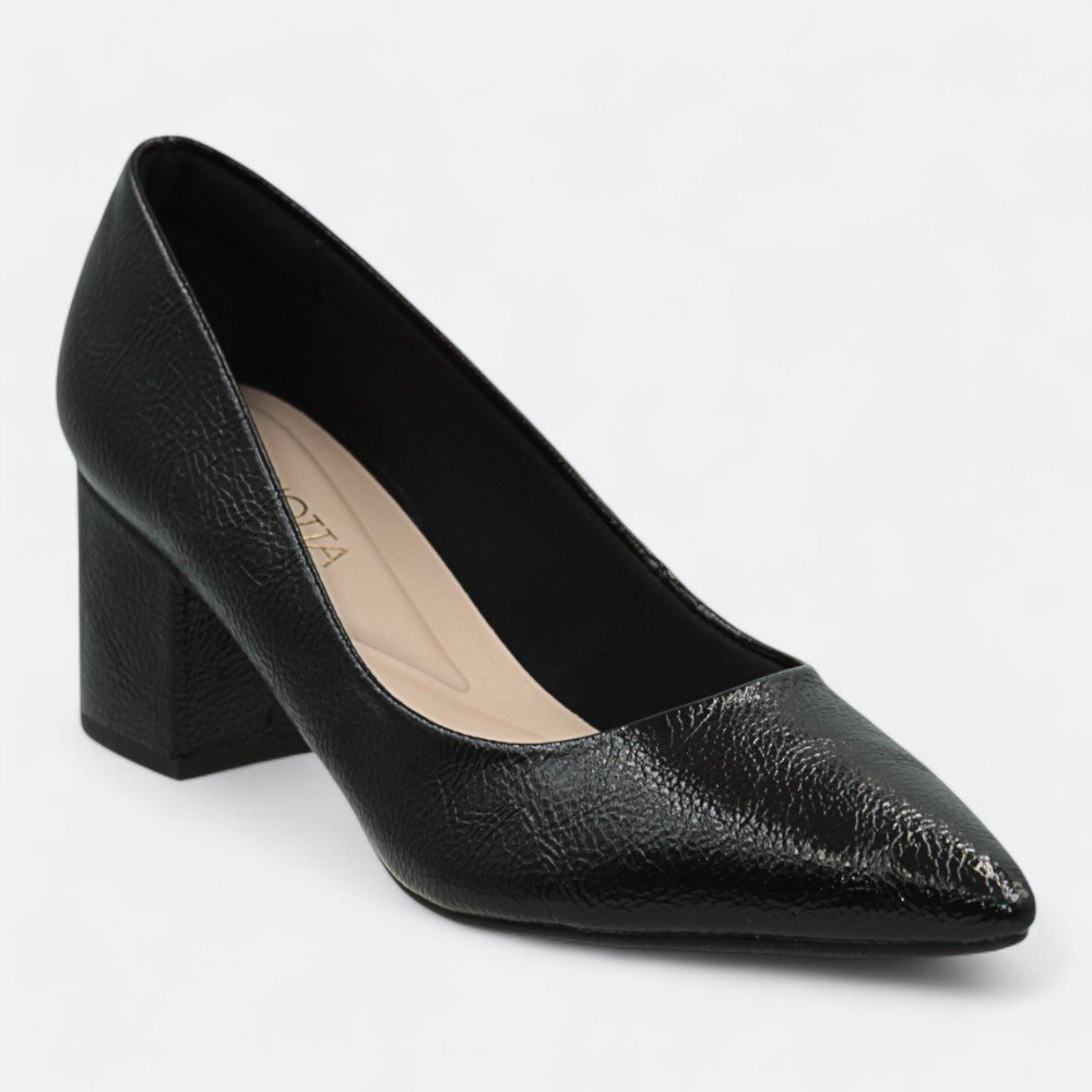 Scarpin Mariotta em Verniz Salto Bloco Feminino 2066201-01 Preto 2