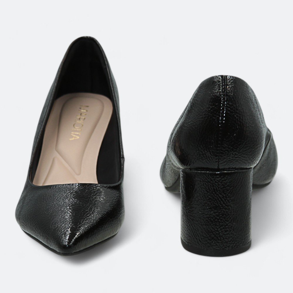 Scarpin Mariotta em Verniz Salto Bloco Feminino 2066201-01 Preto 5