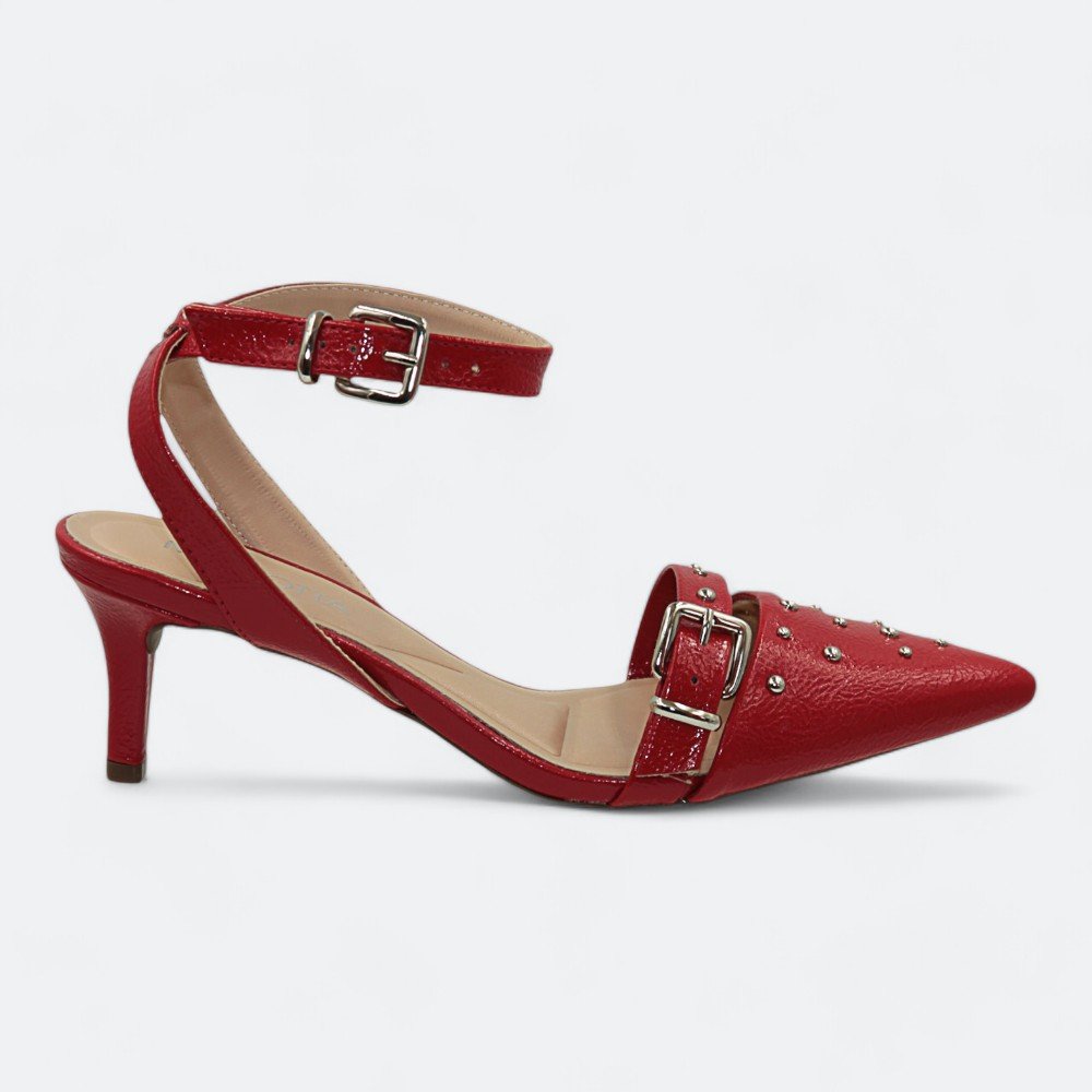 Scarpin Mariotta Slingback Kitten Heels Feminino 1355304-02 Vermelho 1