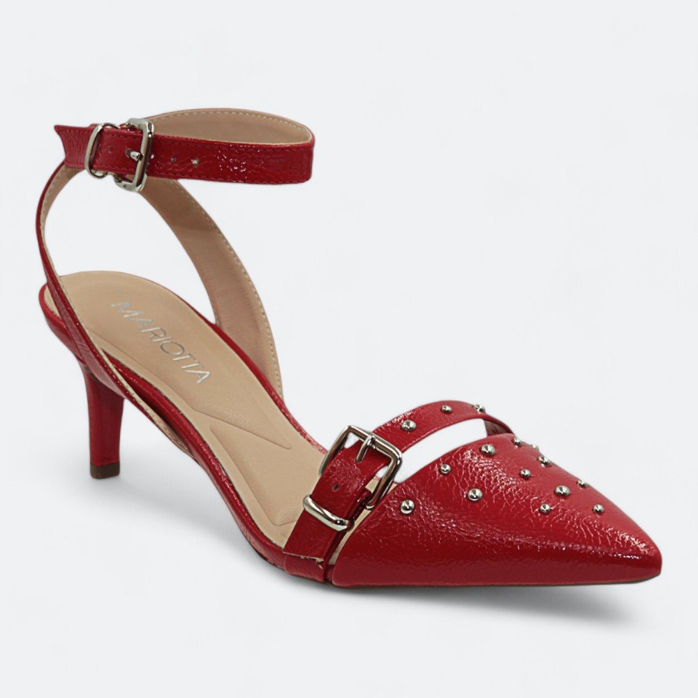 Scarpin Mariotta Slingback Kitten Heels Feminino 1355304-02 Vermelho 2