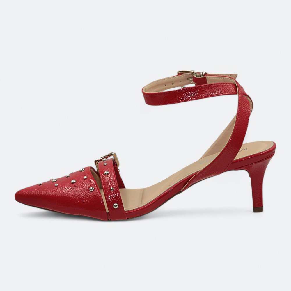 Scarpin Mariotta Slingback Kitten Heels Feminino 1355304-02 Vermelho 4